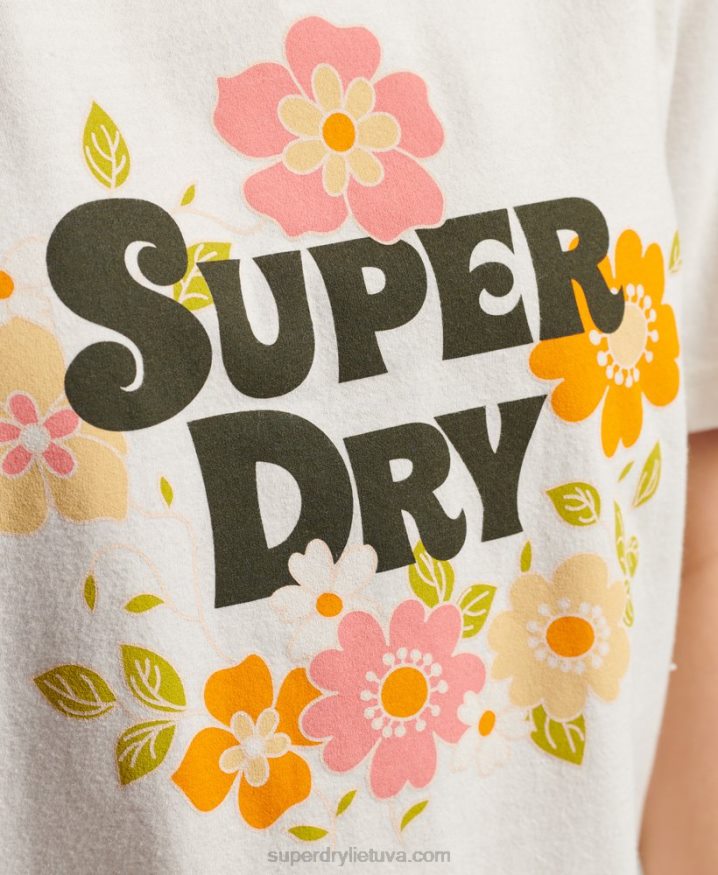 Superdry Vintage Floral Scripted T-Shirt White Women