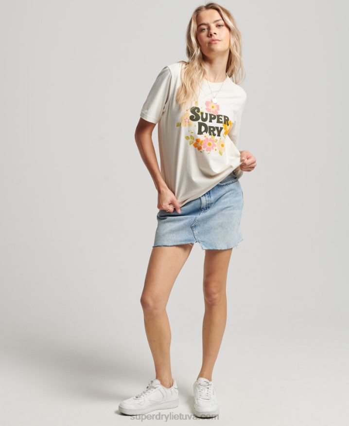 Superdry Vintage Floral Scripted T-Shirt White Women