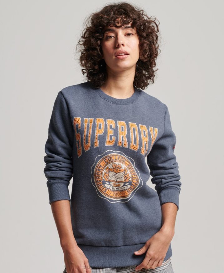 Superdry Vintage Franchise Crew Sweatshirt Blue Women