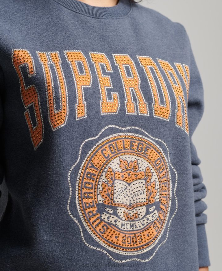 Superdry Vintage Franchise Crew Sweatshirt Blue Women