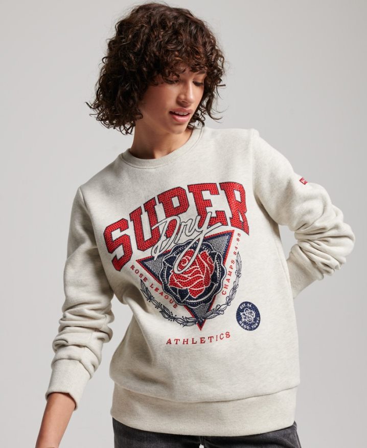 Superdry Vintage Franchise Crew Sweatshirt Cream Women