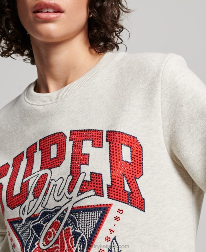 Superdry Vintage Franchise Crew Sweatshirt Cream Women