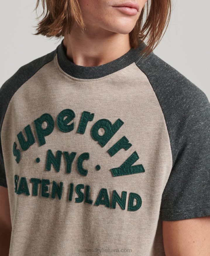 Superdry Vintage Great Outdoors Applique Raglan T-Shirt Beige Men