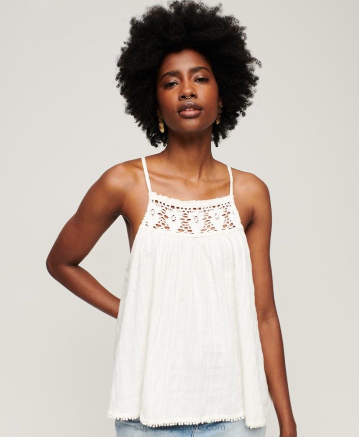 Superdry Vintage Halter Cami Top Cream Women