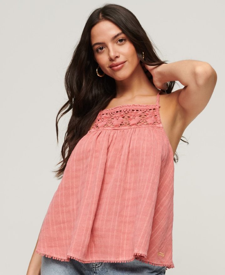 Superdry Vintage Halter Cami Top Pink Women