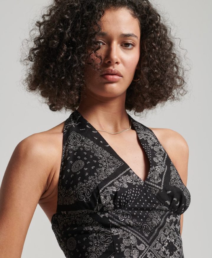 Superdry Vintage Halter Top Black Women