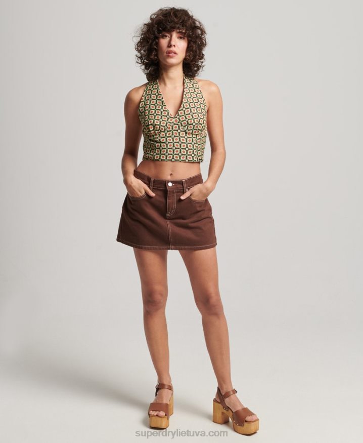 Superdry Vintage Halter Top Brown Women