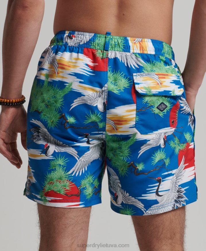 Superdry Vintage Hawaiian Recycled Swim Shorts Blue Men