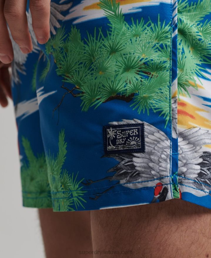 Superdry Vintage Hawaiian Recycled Swim Shorts Blue Men