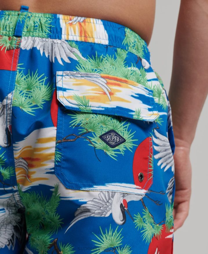 Superdry Vintage Hawaiian Recycled Swim Shorts Blue Men