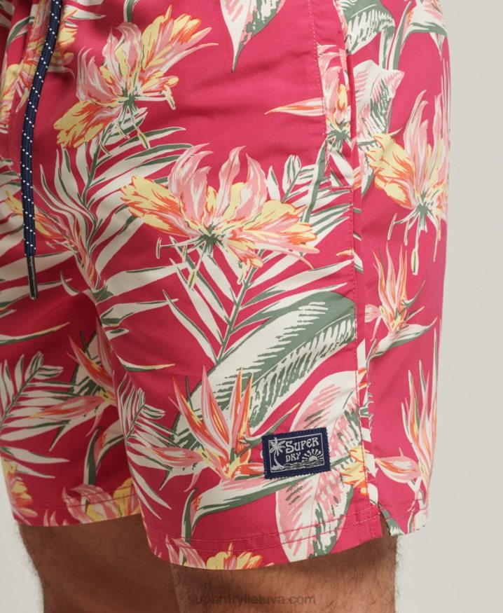 Superdry Vintage Hawaiian Recycled Swim Shorts Pink Men