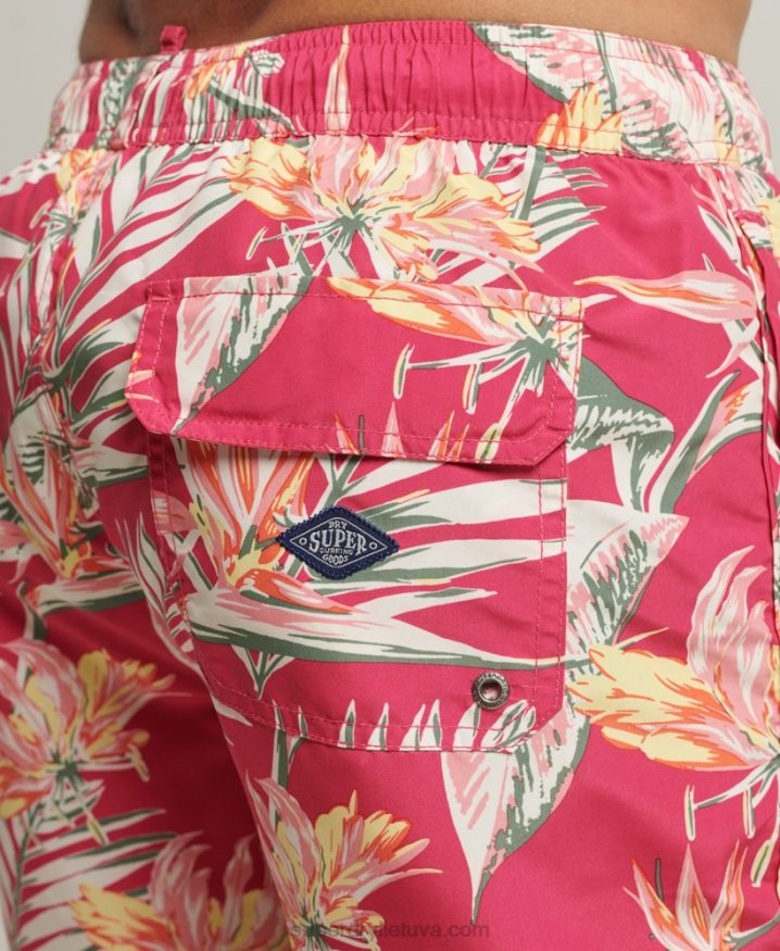 Superdry Vintage Hawaiian Recycled Swim Shorts Pink Men