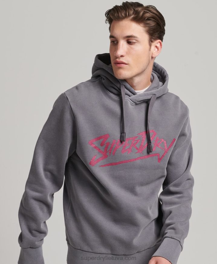 Superdry Vintage Indie Mark Hoodie Dark Grey Men