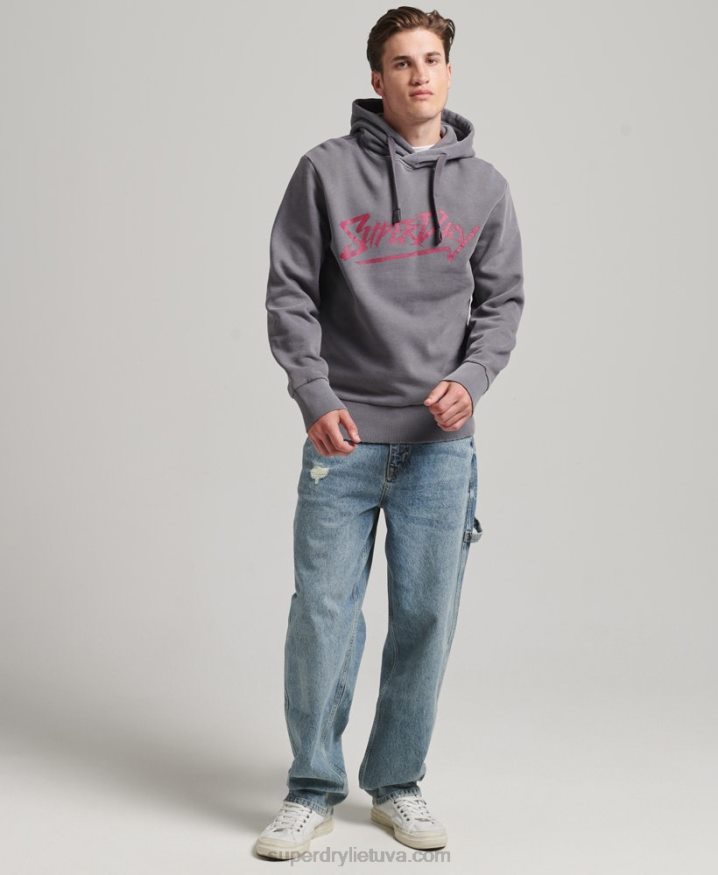 Superdry Vintage Indie Mark Hoodie Dark Grey Men