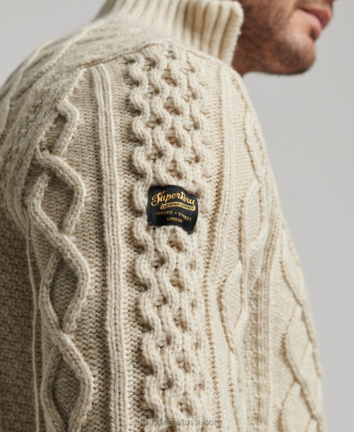 Superdry Vintage Jacob Henley Jumper Cream Men