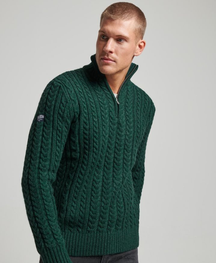 Superdry Vintage Jacob Henley Jumper Green Men