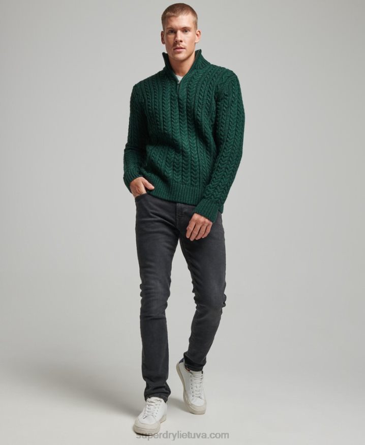 Superdry Vintage Jacob Henley Jumper Green Men