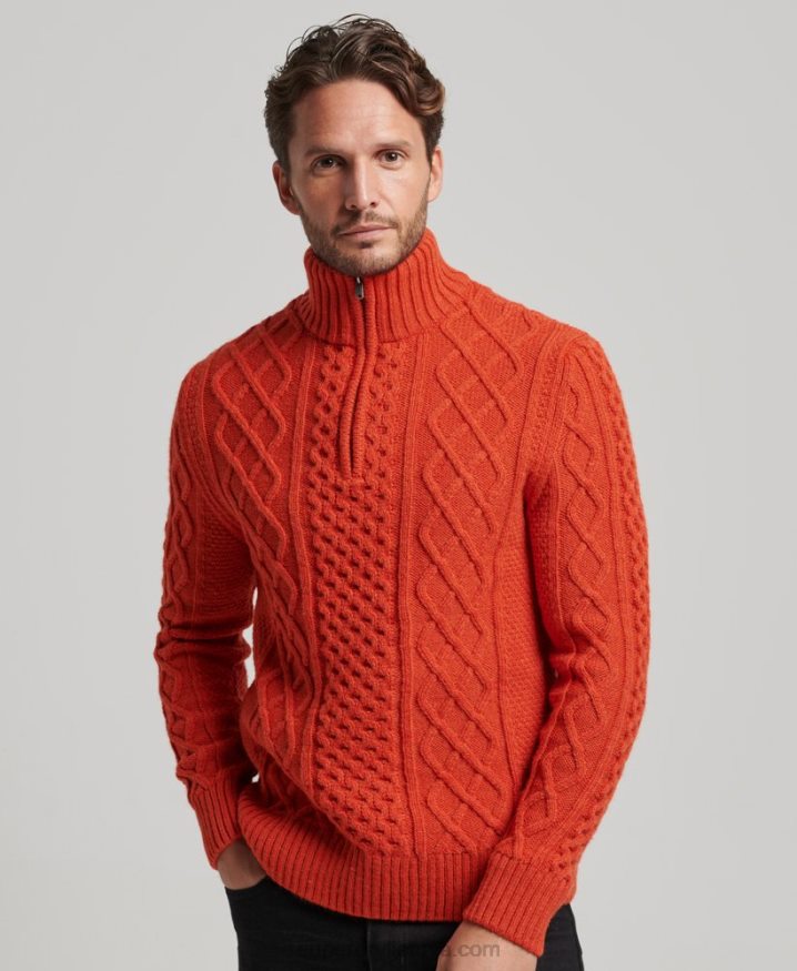 Superdry Vintage Jacob Henley Jumper Orange Men