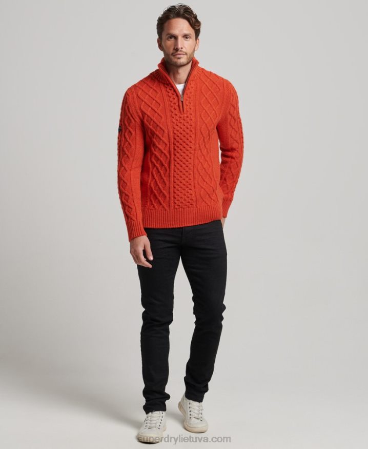 Superdry Vintage Jacob Henley Jumper Orange Men