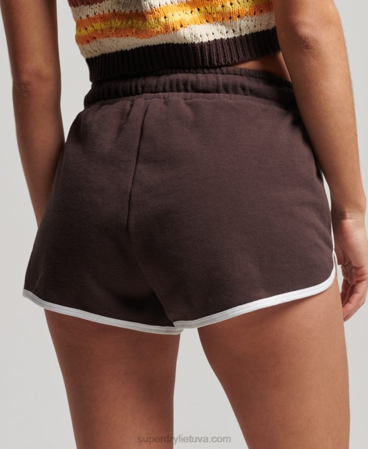 Superdry Vintage Jersey Racer Shorts Brown Women