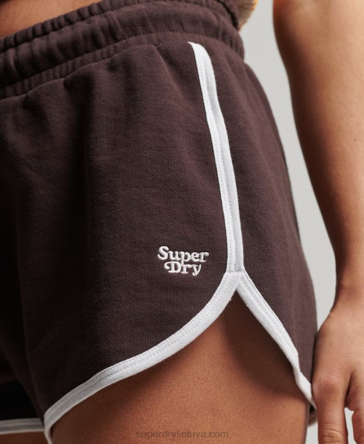 Superdry Vintage Jersey Racer Shorts Brown Women