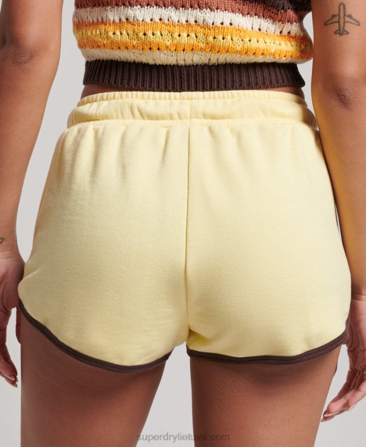 Superdry Vintage Jersey Racer Shorts Yellow Women