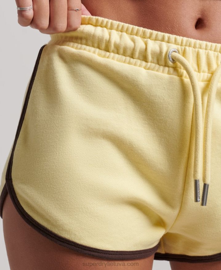 Superdry Vintage Jersey Racer Shorts Yellow Women