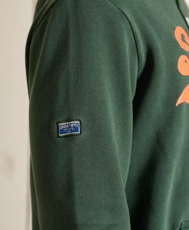 Superdry Vintage Logo American Classic Unbrushed Hoodie Green Men