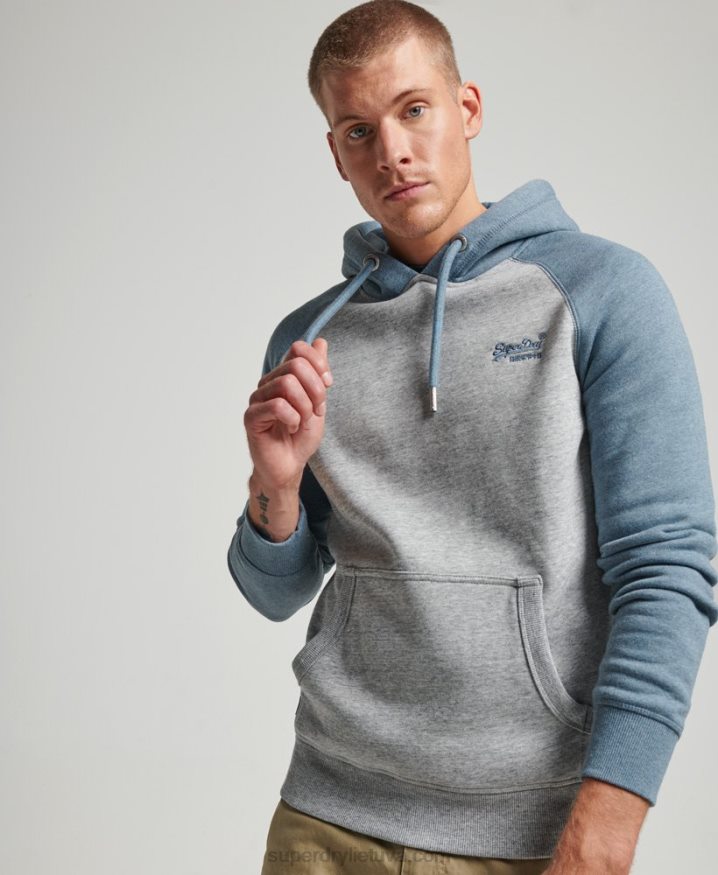 Superdry Vintage Logo Baseball Hoodie Grey Men