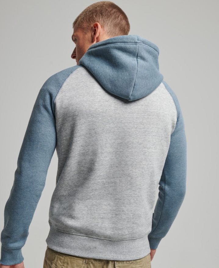 Superdry Vintage Logo Baseball Hoodie Grey Men