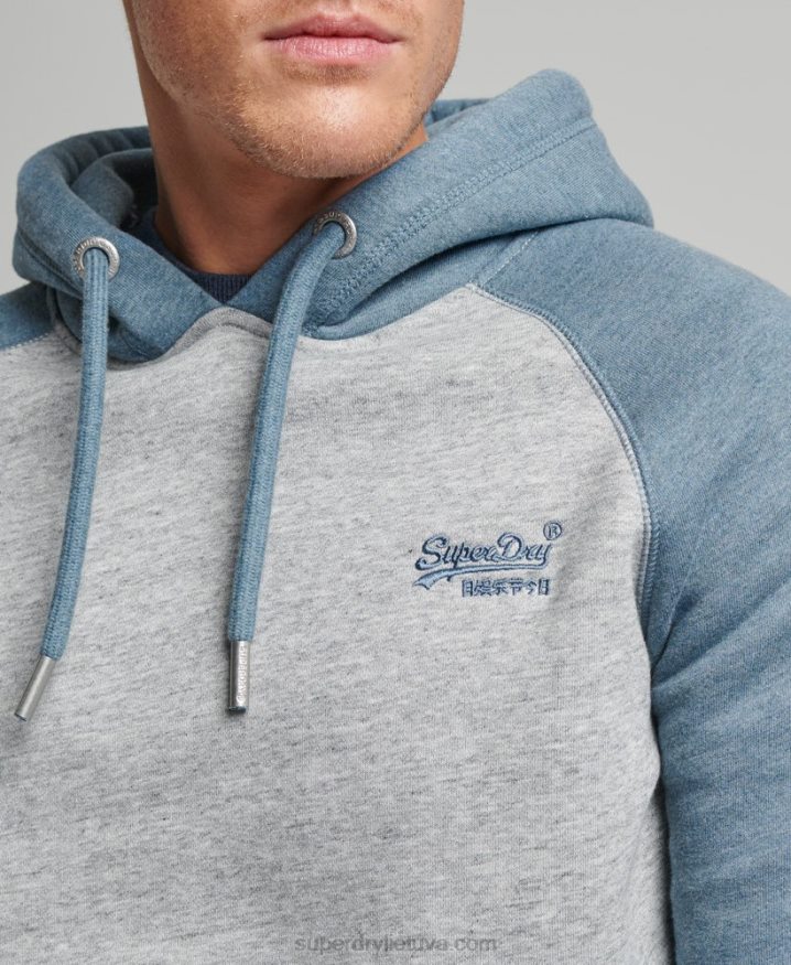 Superdry Vintage Logo Baseball Hoodie Grey Men