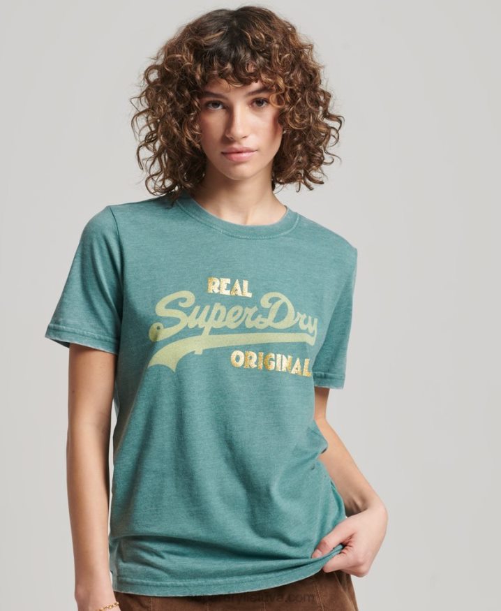 Superdry Vintage Logo Burnout T-Shirt Green Women