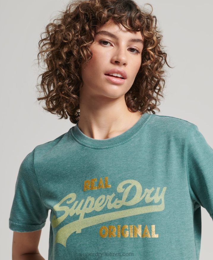 Superdry Vintage Logo Burnout T-Shirt Green Women