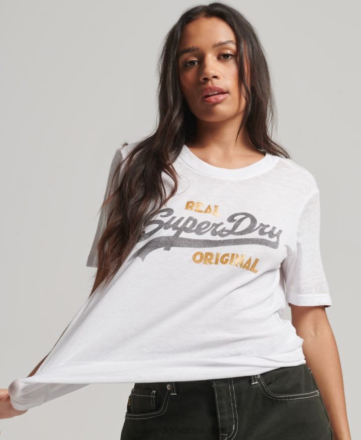 Superdry Vintage Logo Burnout T-Shirt White Women