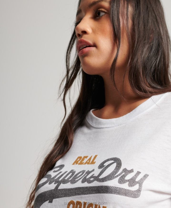 Superdry Vintage Logo Burnout T-Shirt White Women