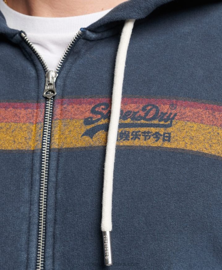 Superdry Vintage Logo Cali Zip Hoodie Navy Men