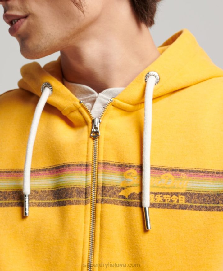 Superdry Vintage Logo Cali Zip Hoodie Yellow Men