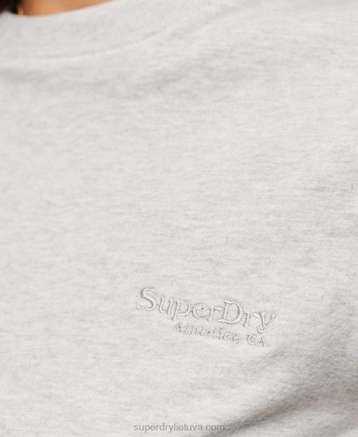 Superdry Vintage Logo Cap Sleeve T-Shirt Light Grey Women