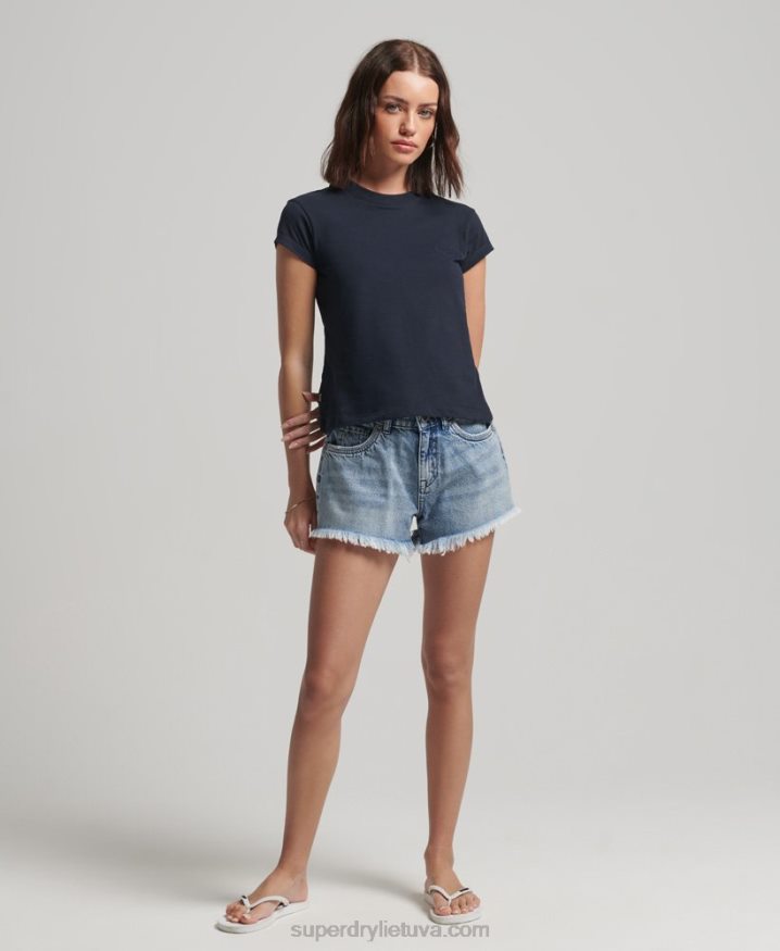 Superdry Vintage Logo Cap Sleeve T-Shirt Navy Women