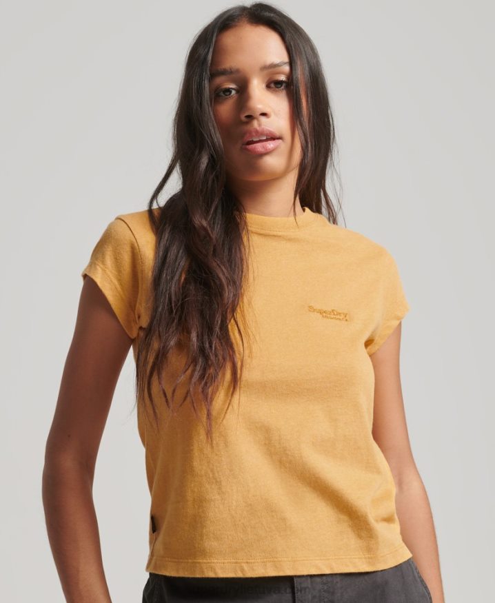 Superdry Vintage Logo Cap Sleeve T-Shirt Yellow Women