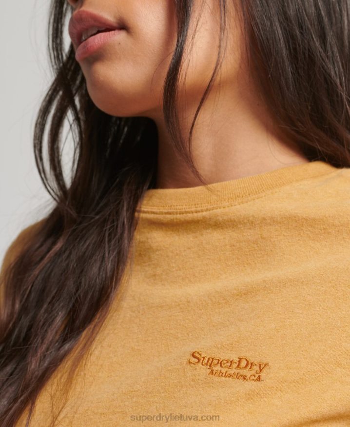 Superdry Vintage Logo Cap Sleeve T-Shirt Yellow Women