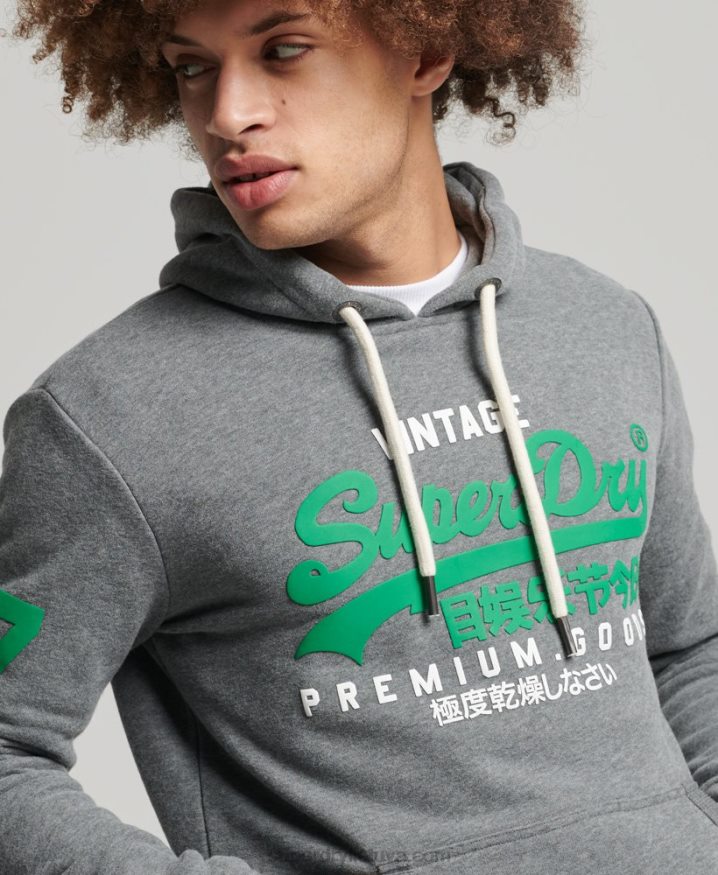 Superdry Vintage Logo Classic Hoodie Grey Men