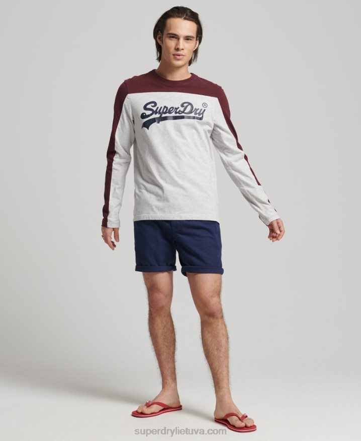 Superdry Vintage Logo College Long Sleeve Top Light Grey Men