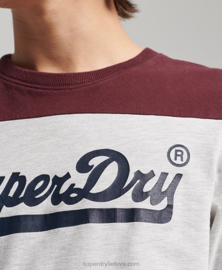 Superdry Vintage Logo College Long Sleeve Top Light Grey Men