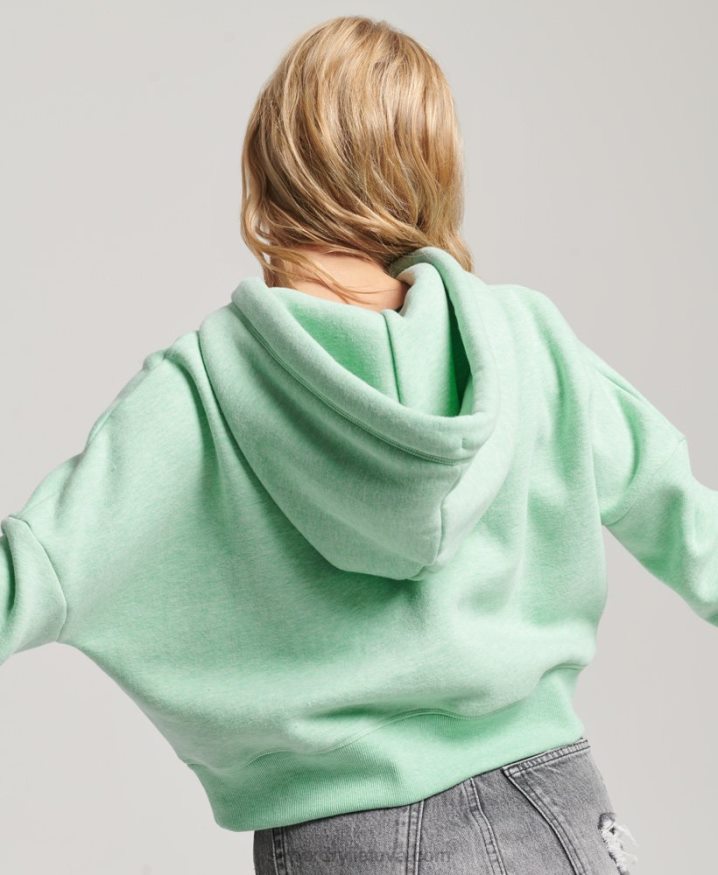 Superdry Vintage Logo Crop Hoodie Green Women