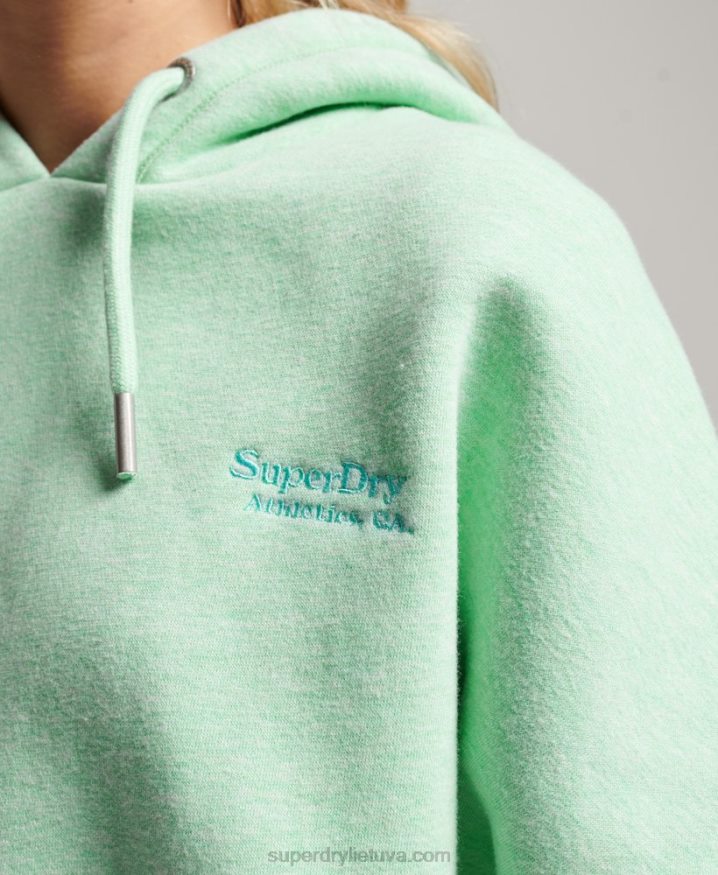 Superdry Vintage Logo Crop Hoodie Green Women