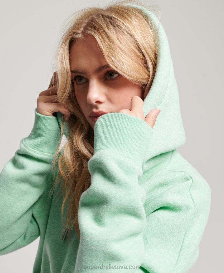 Superdry Vintage Logo Crop Hoodie Green Women