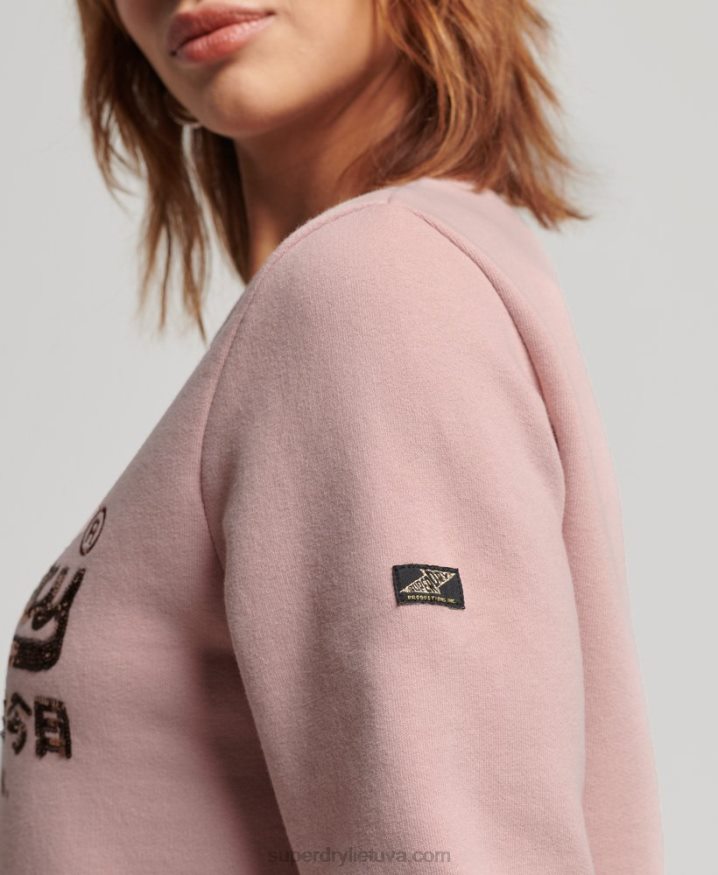 Superdry Vintage Logo Embellished Crew Sweatshirt Pink Women