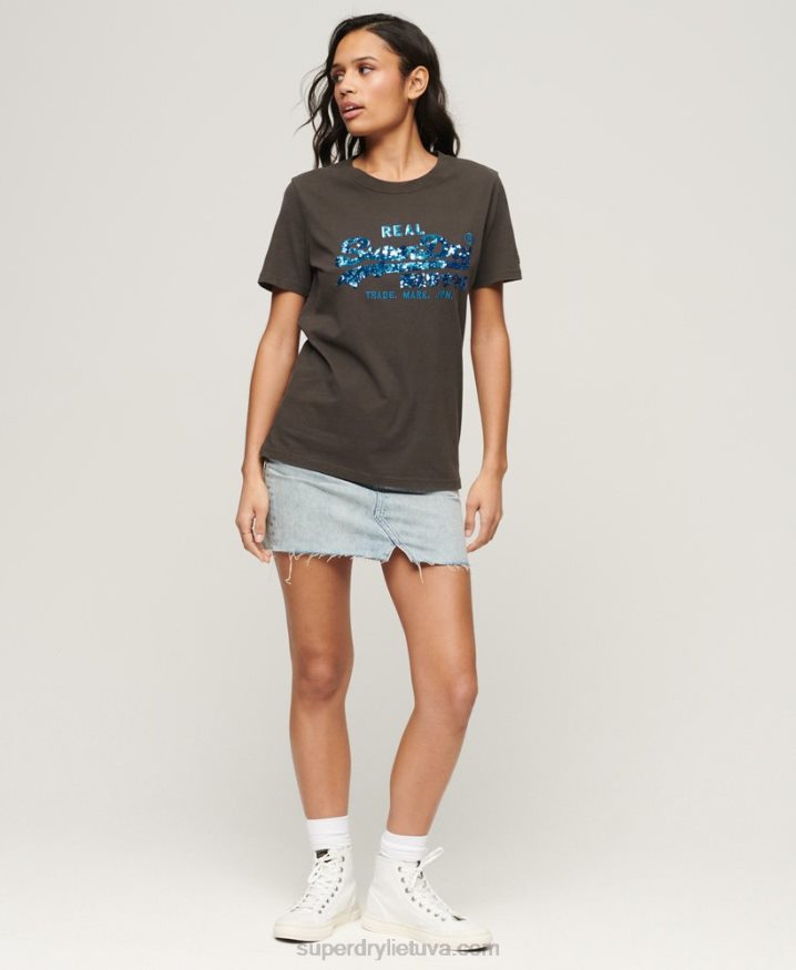 Superdry Vintage Logo Embellished T-shirt Dark Grey Women