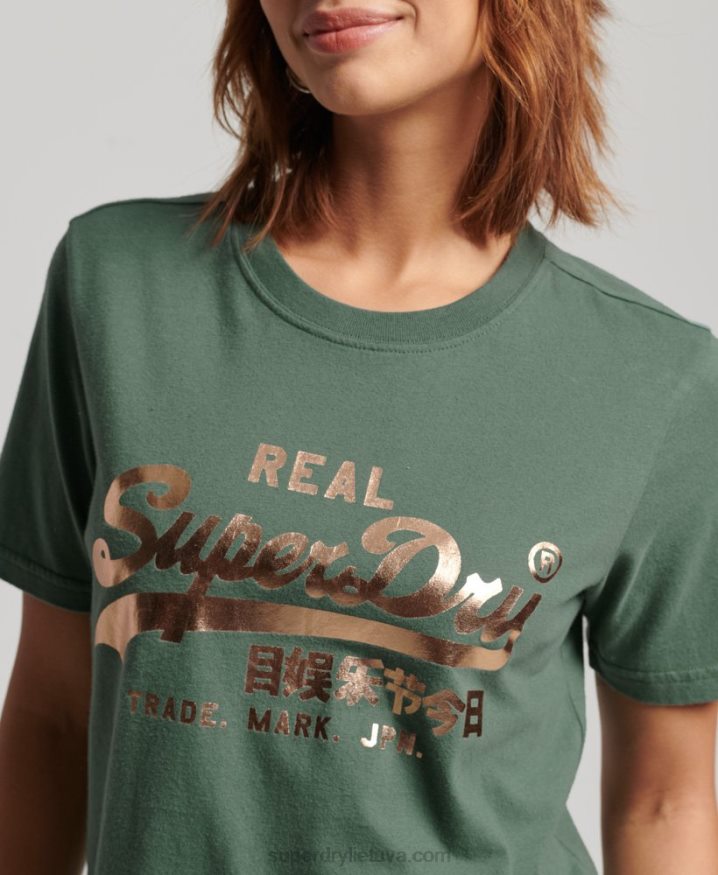 Superdry Vintage Logo Embellished T-shirt Green Women